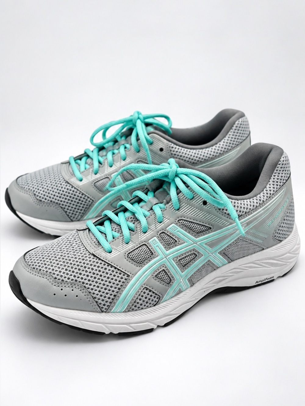 ASICS GEL-Contend 6 Wide Running Shoes Grey Mint Blue Womens Size 10 1012A231